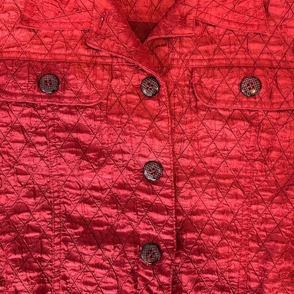 Coldwater Creek deep red shimmer quilted jacket - Picture 5 of 12